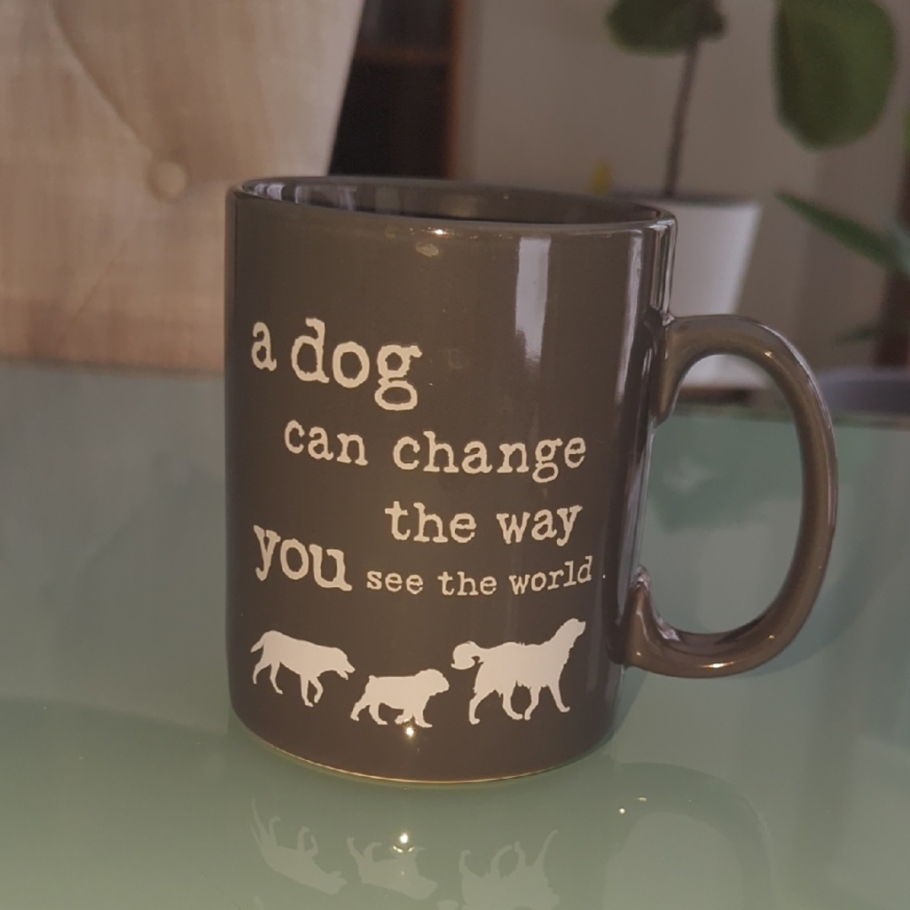 Gray Dog Lover's Coffee Mug - Unique Planter or Large Tea Cup - 18 oz